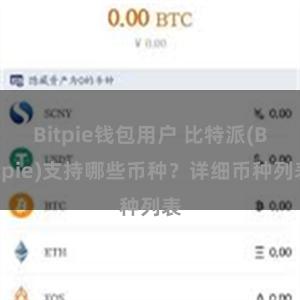 Bitpie钱包用户 比特派(Bitpie)支持哪些币种？详细币种列表